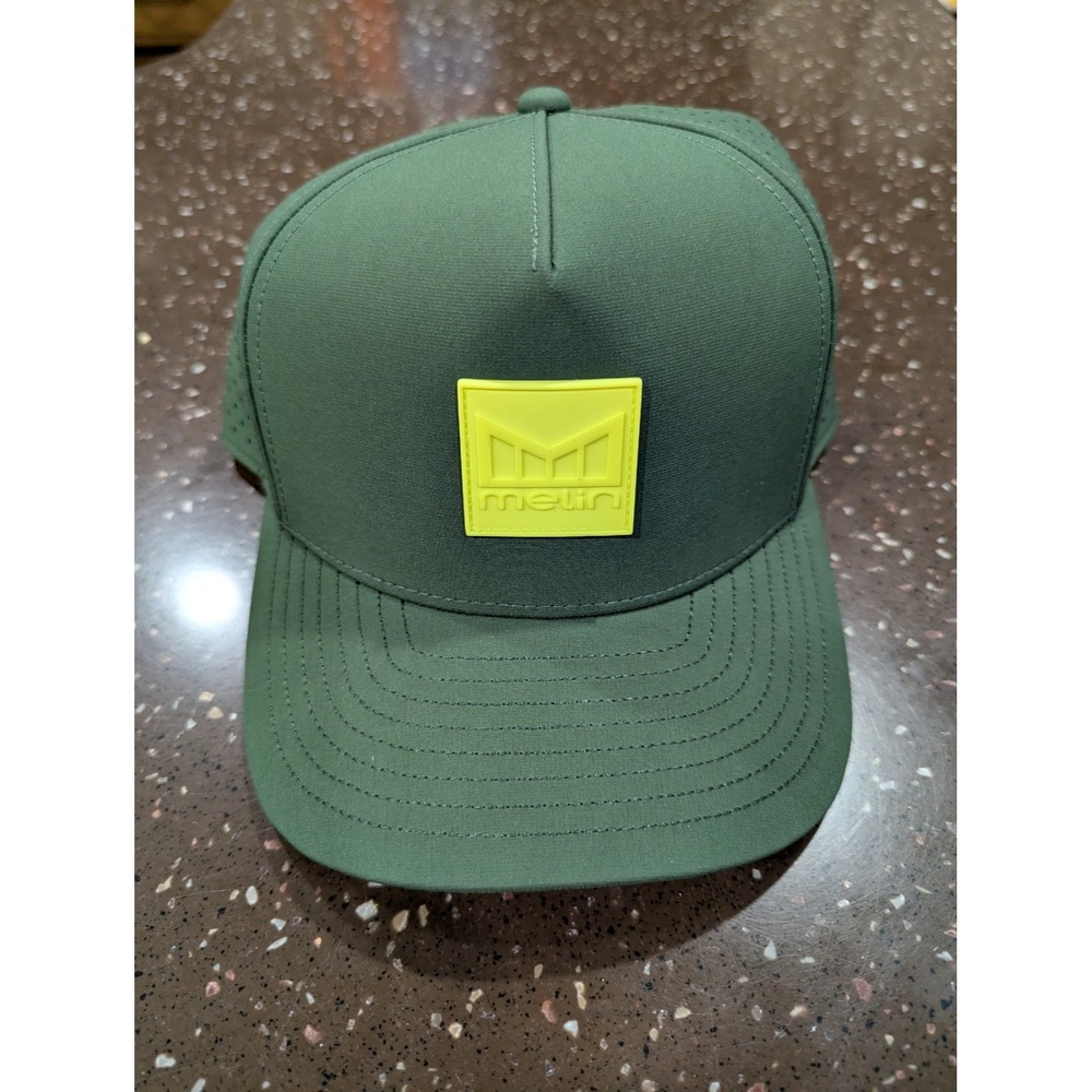 NEW Melin Hydro Hat Mens Olive Green Neon Yellow Performance Snapback (MSRP $89)